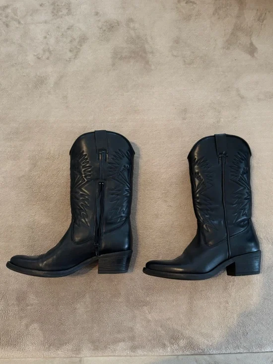 Steve Madden Hayward Black Womens Cowboy Boots - Picture 2 of 2